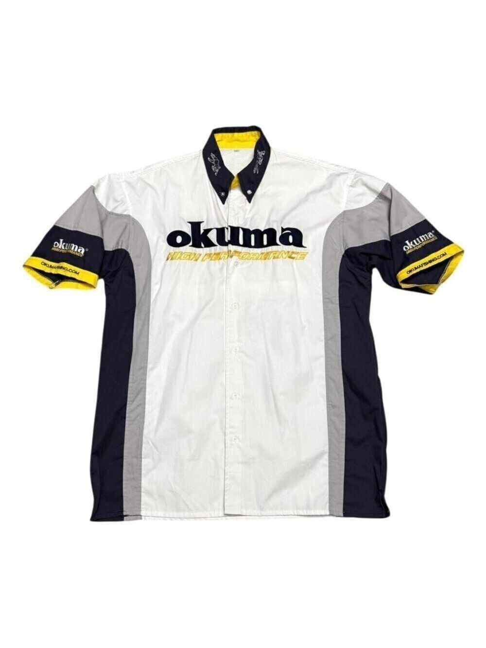 OKUMA Fishing Mechanic Racing Button Tee Shirt Mens XL